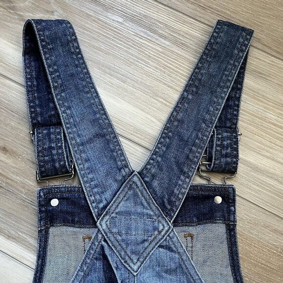 Guess Paulette Shortall Denim Distressed Overalls Women’s Size S - Picture 13 of 16